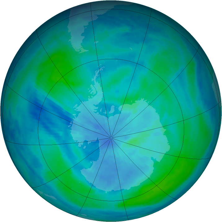 Antarctic ozone map for 18 March 1999